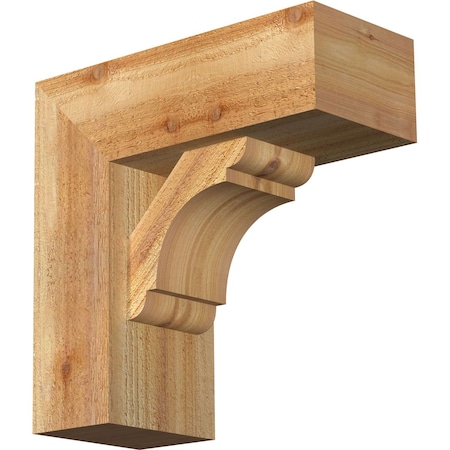 Ekena Millwork Olympic Block Rough Sawn Bracket w/ Offset Brace, Western Red Cedar, 6"W x 14"D x 14"H BKT0604X14X14OLY05RWR